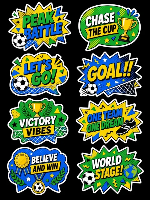 Dark Background image example: Memphis Style Soccer Photo Prop Sticker Set