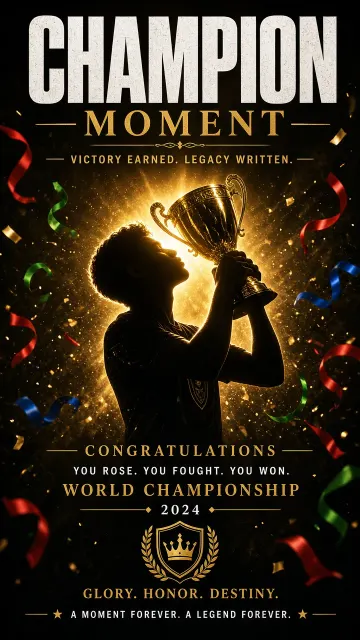 Backlit Silhouette Trophy Victory Poster