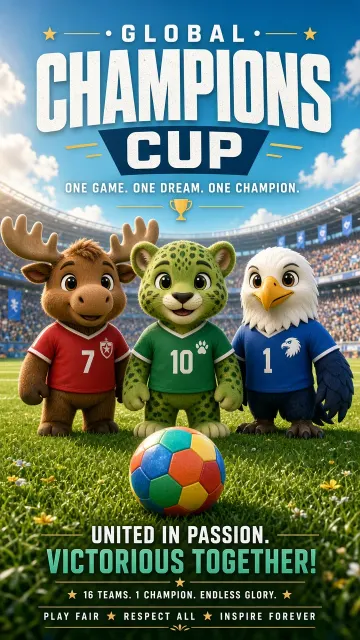 natural light image example: Realistic 3D Mascot Soccer Tournament Poster