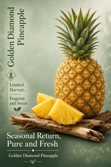 Fresh & Clean image example: Fresh Realistic Golden Diamond Pineapple Poster