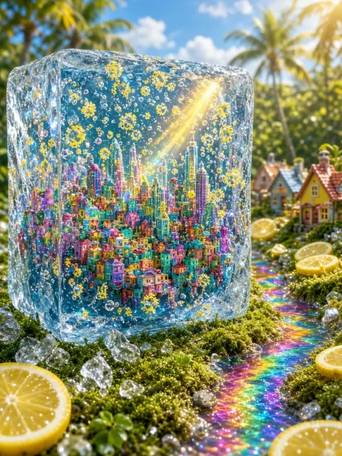 City Street image example: Surreal Miniature City Encased in Giant Ice Cube Photography