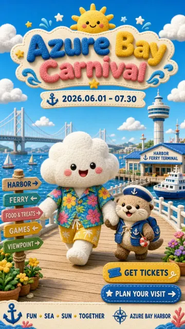 City Street image example: Plush Mascot Summer Bay Carnival Event Poster