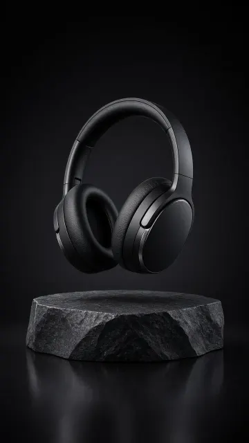 Backlight image example: Matte Black Wireless Headphones Commercial Shot