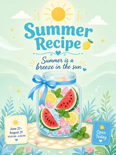 Flat Vector image example: Flat Vector Summer Recipe Poster