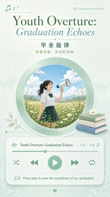 Floral Decor image example: Music Player Interface Graduation Season Poster