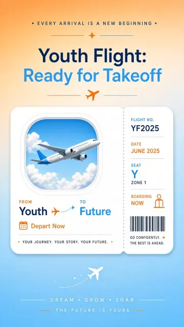 Transportation image example: Boarding Pass Concept Youth Flight Graduation Poster