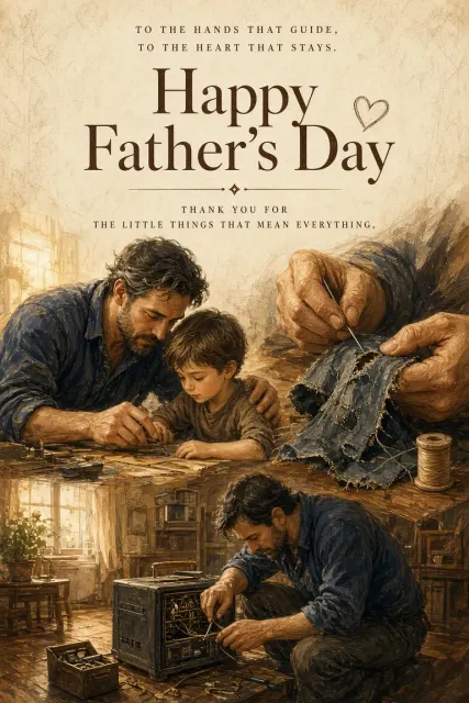 Warm Tone image example: Father's Day Warm Oil Sketch Poster