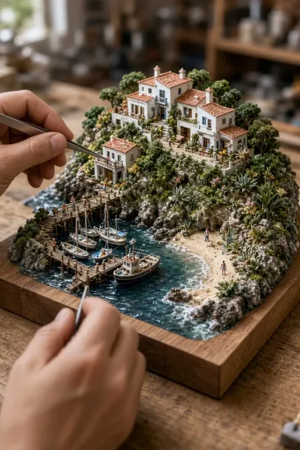 Plants and Flowers image example: Coastal Island Miniature Architectural Model