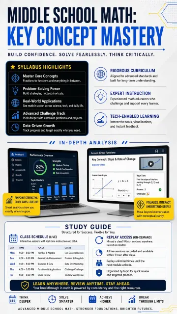 Tech Style image example: Tech Style Middle School Math Course Poster