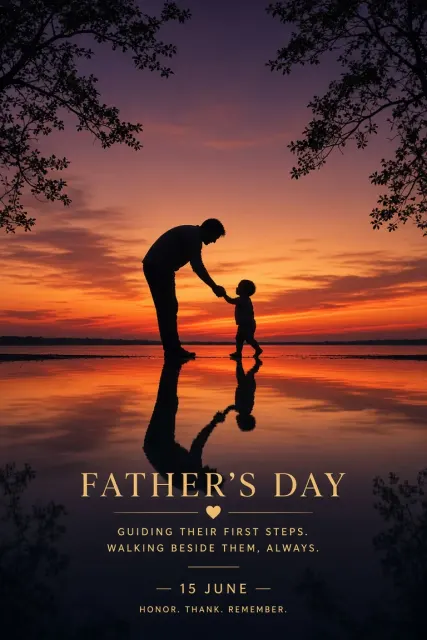 Cinematic Quality image example: Dusk Silhouette Father's Day Atmospheric Poster