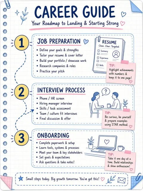 Line Art Sketch image example: Bullet Journal Career Roadmap Poster