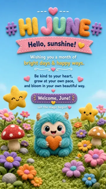 Vibrant Colors image example: Hello June Cozy 3D Fluffy Character Poster
