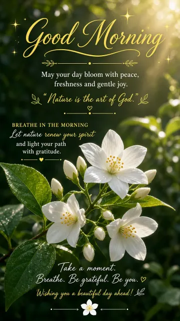 Macro image example: Fresh Jasmine Bloom Good Morning Poster
