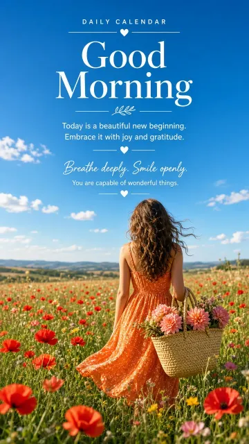 Fresh Aesthetic image example: Good Morning Meadow Girl in Orange Dress