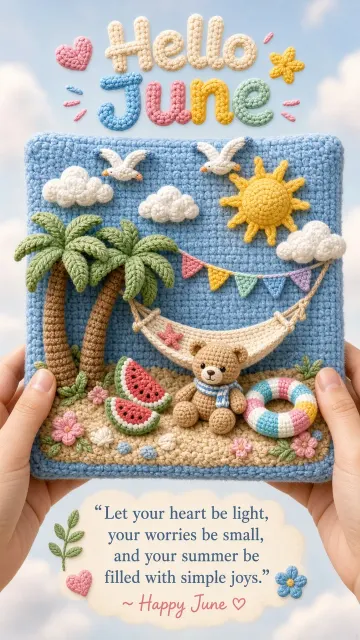 Hello June Cozy Crochet 3D Poster