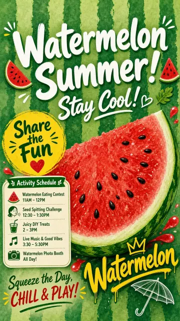Line Art Sketch image example: Summer Watermelon Event Poster