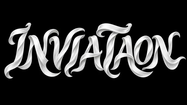 Dynamic Movement image example: Flowing Ribbon Invitation Typography on Black