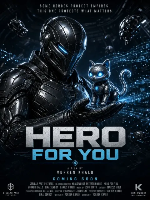 High Contrast Lighting image example: Sci-Fi Armored Warrior and Cyber Pet Poster