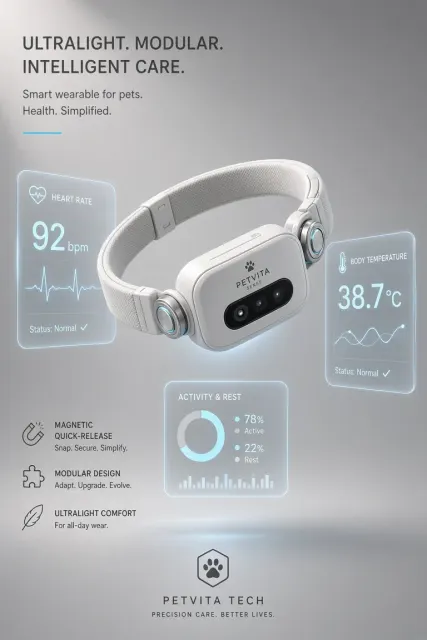 Gradient Palette image example: Modular Smart Pet Wearable Tech Product Render