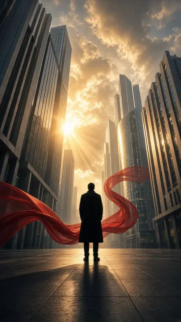 Low Angle image example: Cinematic Red Anniversary Commemorative Poster