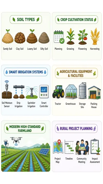 Agriculture image example: Cartoon Agricultural Farmland UI Icon Set