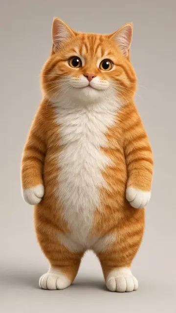 Studio Shot image example: Hyperrealistic Anthropomorphic Chubby Orange Cat