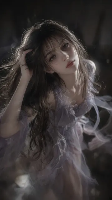 Dreamcore image example: Surreal Doll-Like Girl Portrait Photography