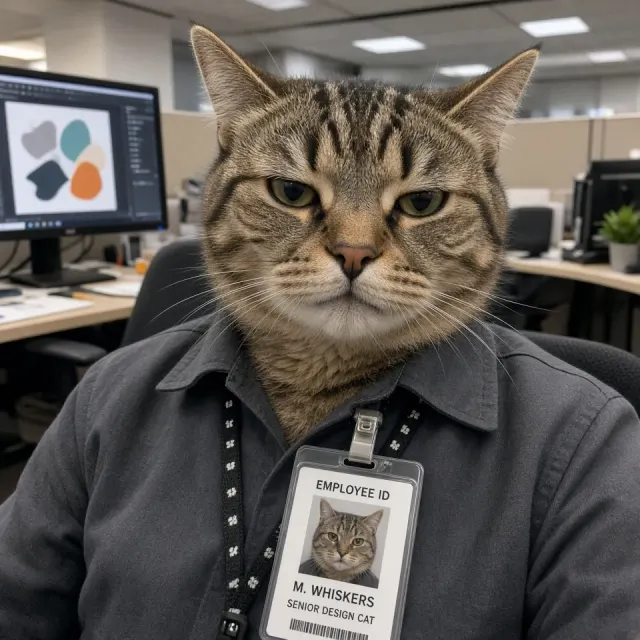 Workplace Humor image example: Anthropomorphic Cat Office Selfie