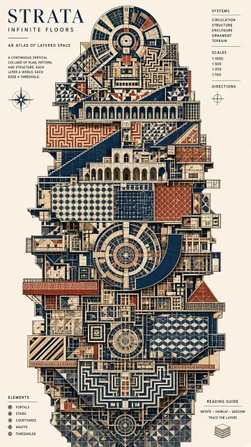 Architectural Collage image example: Maximalist Layered Architectural Poster