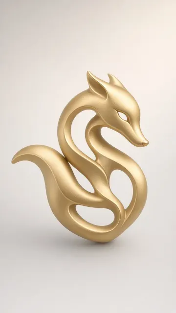 metallic finish image example: Matte Gold Fox Brooch Minimalist Jewelry Design