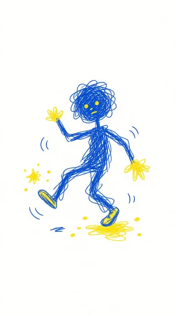 Klein Blue Whimsical Minimalist Doodle Figure