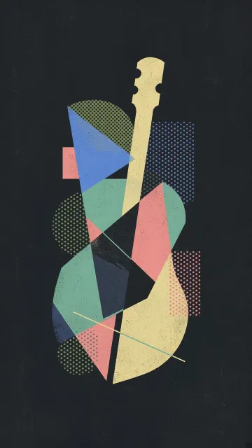 Minimalist Abstract Guitar Silkscreen Art Poster