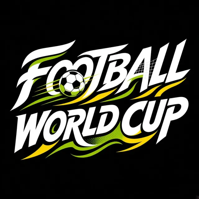 Dark Aesthetic image example: Dynamic Football World Cup Typographic Logo