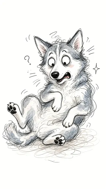 Expressive image example: Scribbled Doodle Eye-Rolling Husky Illustration