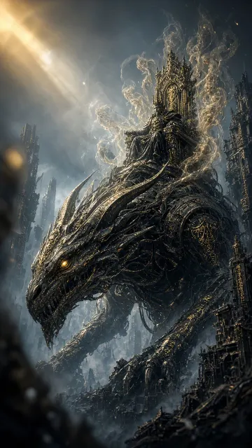 Dark Biomechanical Chaos Dragon Illustration
