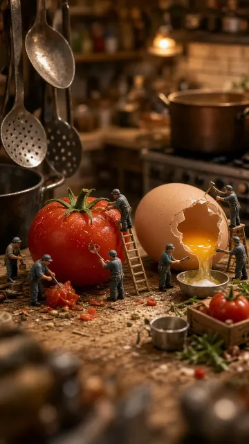 Miniature Photography image example: Miniature World Kitchen Food Prep Scene