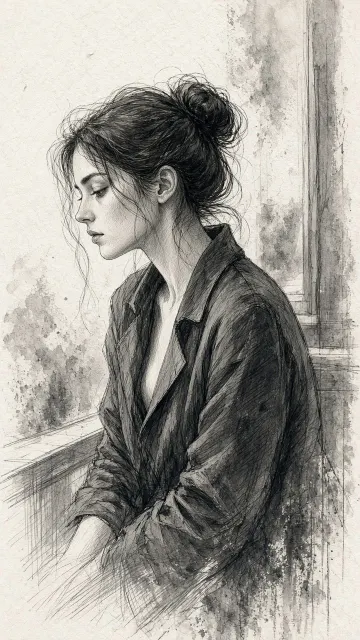 Oil Painting image example: Monochrome Fine Line Art Figure Sketch