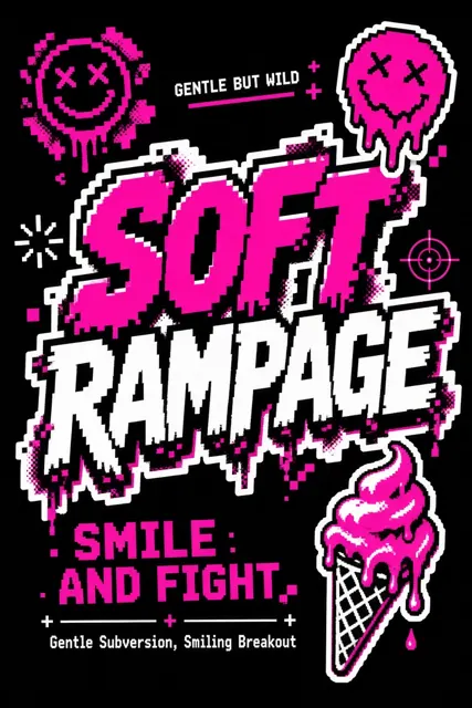Poster Design image example: Soft Rampage Y2K Mosaic Typography Poster