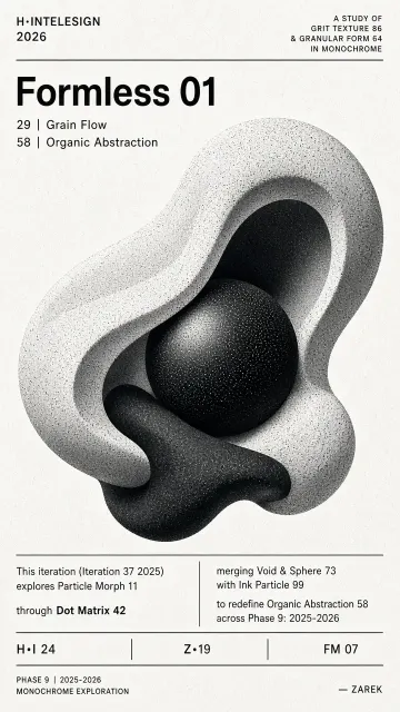 Black and White Monochrome image example: Minimalist Abstract Monochrome Screenprint Poster