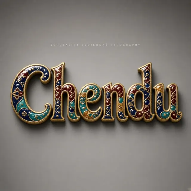 Enamel Art image example: Chendu Cloisonne Enamel Typographic Art