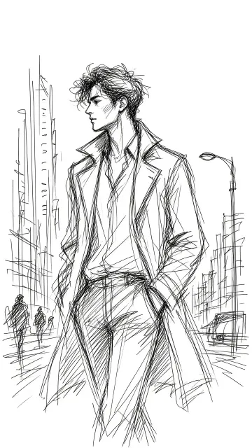 Urban image example: Minimalist Urban Silhouette Scribble Line Art