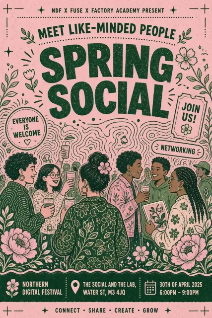 Screenprint image example: Retro Screenprint Spring Social Event Poster