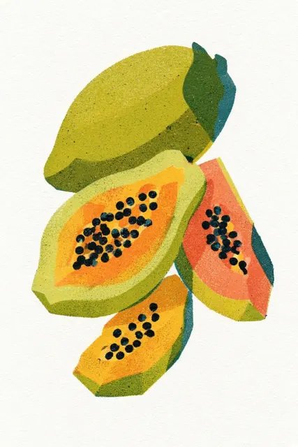 Risograph image example: Vintage Risograph Papaya Poster