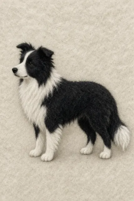 Needle-Felted Border Collie Picture Book Illustration
