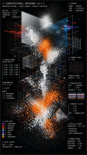 Generative Art image example: Pixel Geometric Symmetrical Digital Art Poster