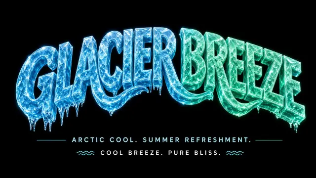E-commerce image example: Refreshing 3D Ice-Themed Typography Poster