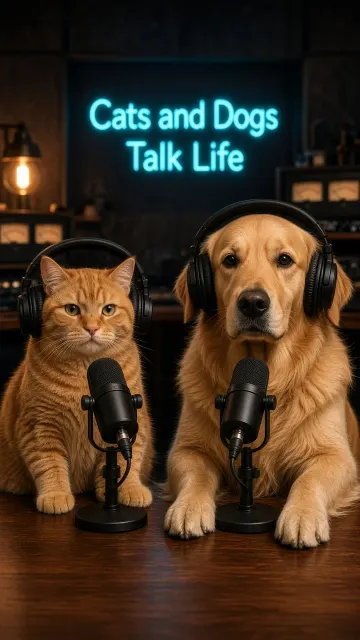 warm tones image example: Cat and Dog Late Night Radio Podcast