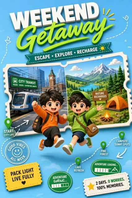 Outdoor image example: Weekend Nature Getaway 3D Travel Poster