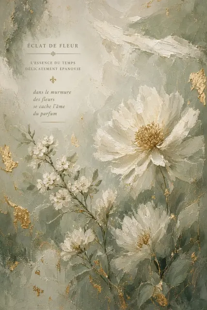 Mineral Pigment Gold Leaf Floral Art Poster