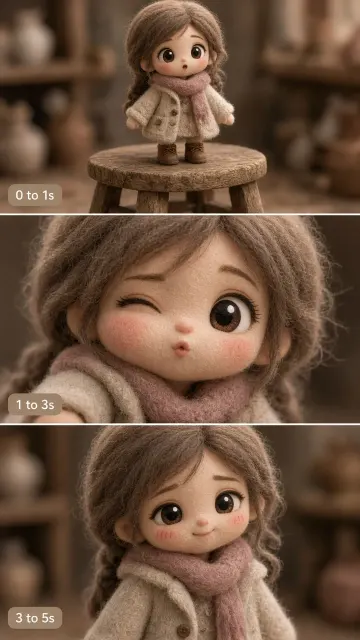 Collage Grid image example: Plush Clay Chibi Girl Video Storyboard